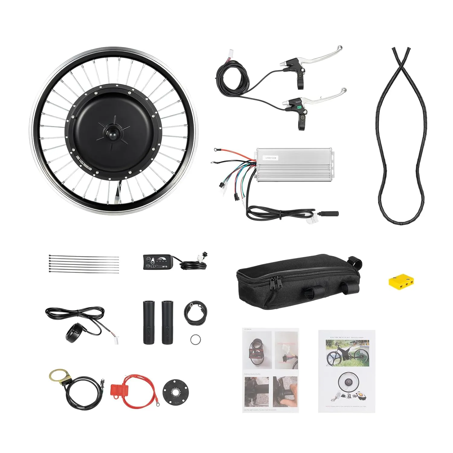 Electric Bike Conversion Kit, E-Bike Conversion Kit 20" Bicycle Conversion Front Wheel Set 3 Speed Settings Ebike Kit LED Display Power Indicator Brushless Controller for 2-Wheeled Bicycle