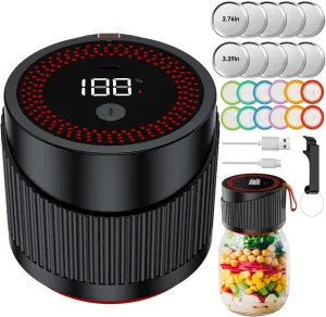 Electric Mason Jar Vacuum Sealer Kit for Wide Mouth and Regular Mouth Mason Jars, Firm Sealing, Anti-Slip,Vacuum Sealer for Food Storage