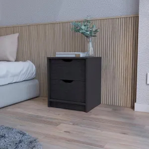 Elegant Black 2-Drawer Nightstand for Bedroom Organization and Style
