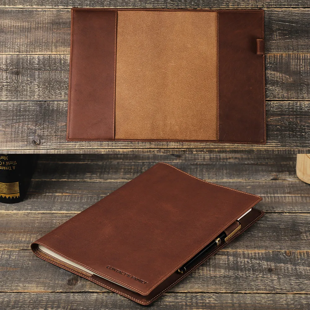 Elegant Leather Notebook Cover with Pen Loop