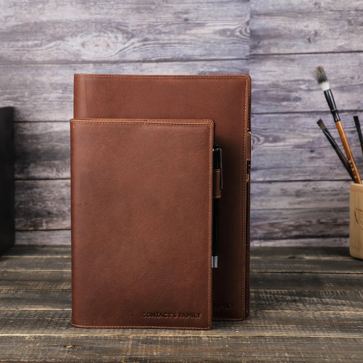 Elegant Leather Notebook Cover with Pen Loop
