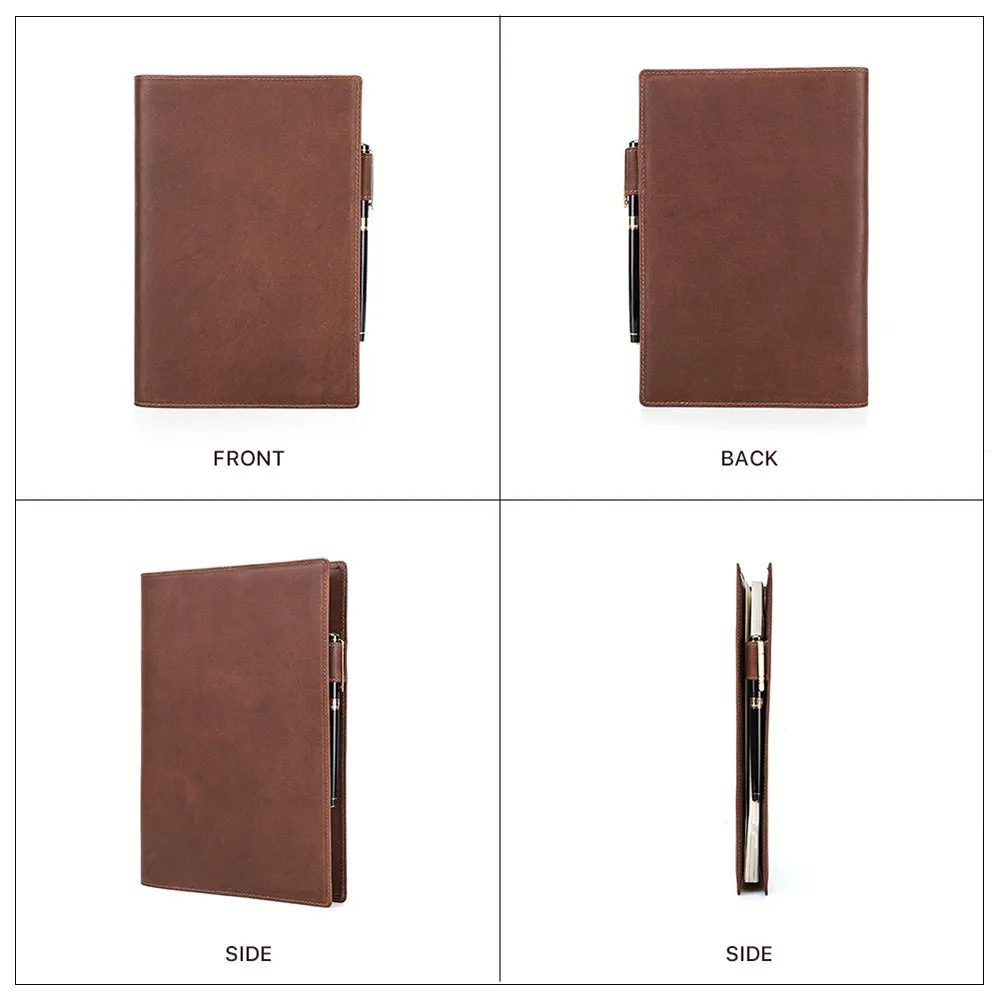 Elegant Leather Notebook Cover with Pen Loop