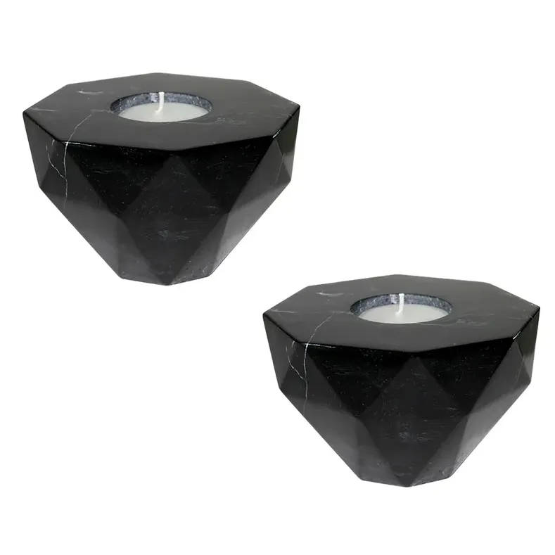 Elementer Flip Marble Candle Holder - Black
