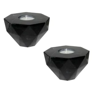 Elementer Flip Marble Candle Holder - Black