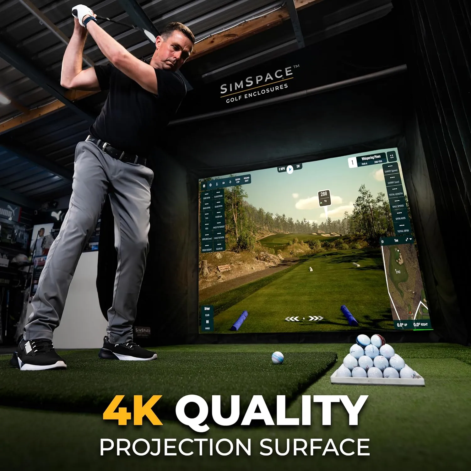 Elite Impact Screen - Premium Projector Screen for Golf Simulator for Home, Single-Layer Construction, Durable Golf Impact Screen, Reinforced Stitching, 3.3 x 2.525 metres