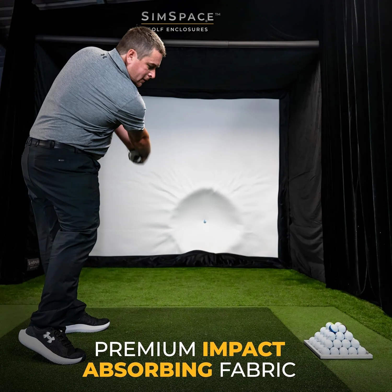 Elite Impact Screen - Premium Projector Screen for Golf Simulator for Home, Single-Layer Construction, Durable Golf Impact Screen, Reinforced Stitching, 3.3 x 2.525 metres