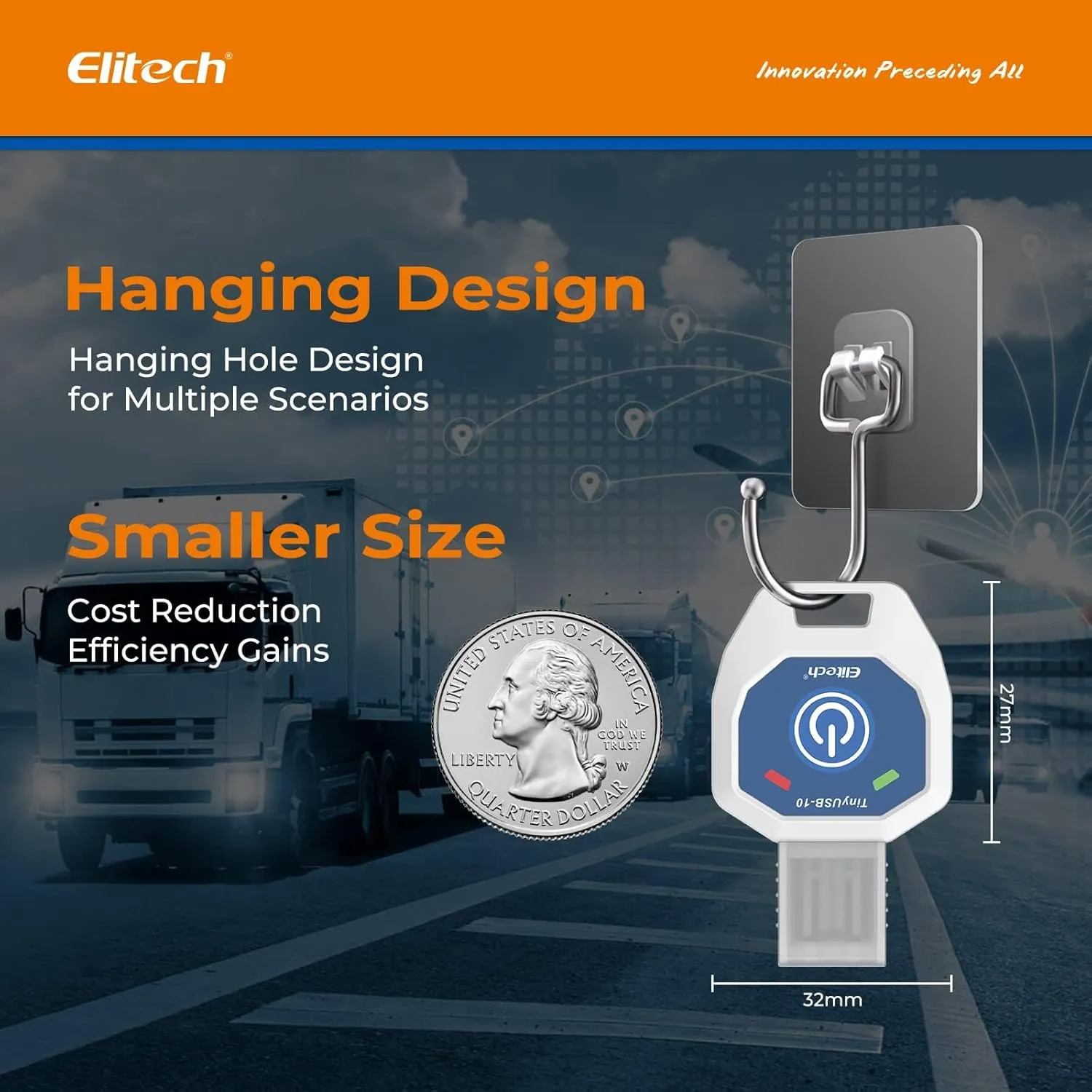 Elitech 10 Pack 90 Days USB Temperature Data Logger Single-Use Cold Chain Monitor (CCM) in-Transit Trip Disposable Temperature Recorder PDF Report TinyUSB 14～104℉, Defult UTC-0