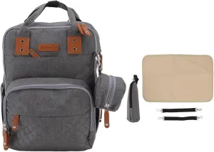 Embroidered Diaper Backpack 20L Large Capacity with USB Interface Water Oxford Fabric Bottle Compartment for Mom (Gray)
