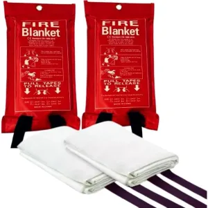 Emergency Fire Blanket, 39.37 x 39.37 inches,2 Pack- Fire Suppression Safety Blanket for Kitchen, Home and Workshop