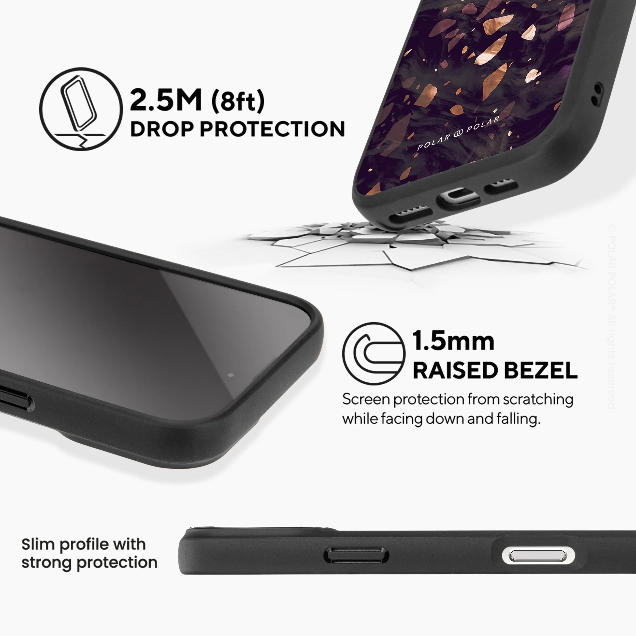 Eminence Terrazzo Gem - iPhone 16 Pro Frosted Black Bumper MagSafe Case