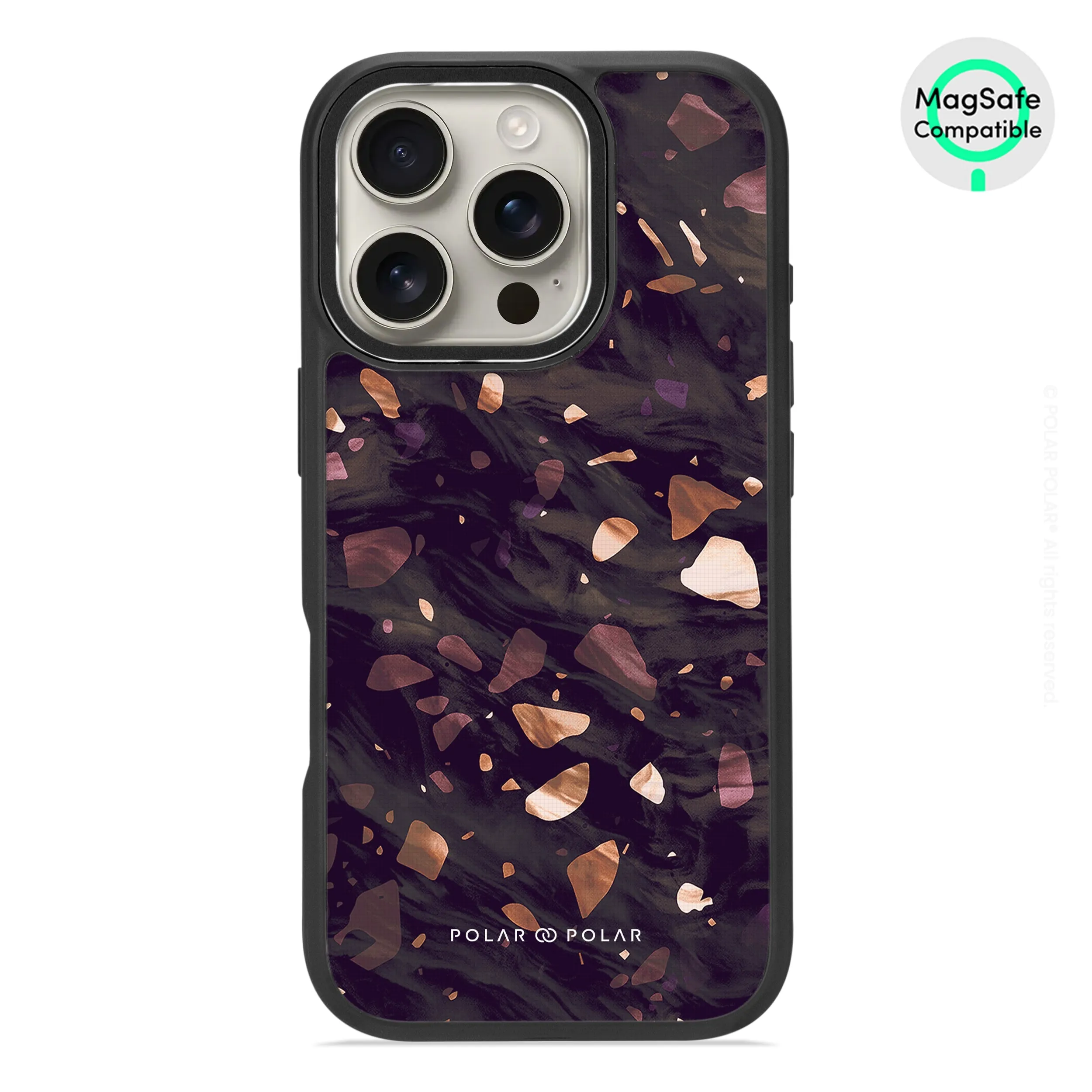 Eminence Terrazzo Gem - iPhone 16 Pro Frosted Black Bumper MagSafe Case