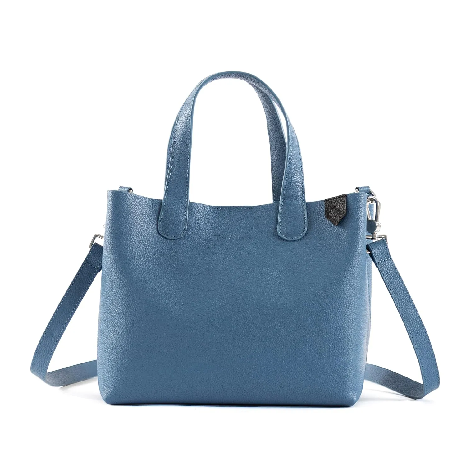 Emma Leather Crossbody - Stone Blue, Small Crossbody Leather Bag, Blue Leather Purse, Zipper Leather Pouch, Handmade Leather Bag, Colorblock Bag