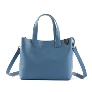 Emma Leather Crossbody - Stone Blue, Small Crossbody Leather Bag, Blue Leather Purse, Zipper Leather Pouch, Handmade Leather Bag, Colorblock Bag