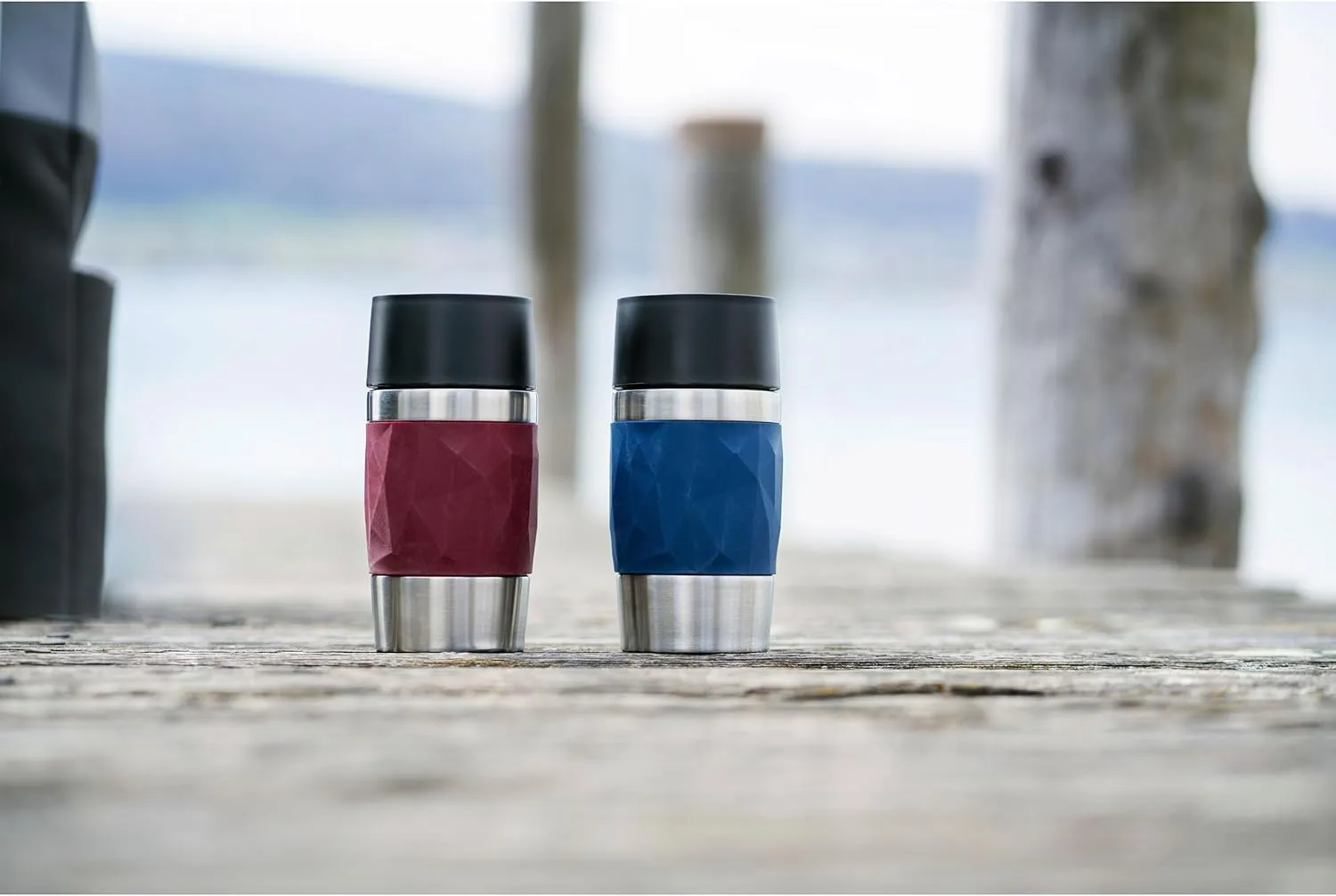 Emsa N21608 Travel Mug Compact Thermal/Insulated Mug Stainless Steel 0.3 Litres 3 Hours Hot 6 Hours Cold BPA Free 100% Leak-Proof Dishwasher Safe 360° Drinking Opening Dark Blue