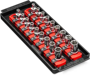 Ernst Manufacturing 8-Inch Socket Boss, 2-Rail Socket Tray, Red - 1/4" Drive Twist-Lock Organizer, Made in the USA