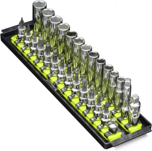 Ernst Manufacturing 8468HV 13-Inch Socket Boss, Premium 2-Rail 3/8-Inch-Drive Socket Organizer Rails for Toolbox, High Visibility - Made in the USA