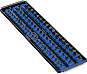 Ernst Socket Boss, Premium 3-Rail Multi-Drive Socket Organizer, Blue (8451A), 19-Inch