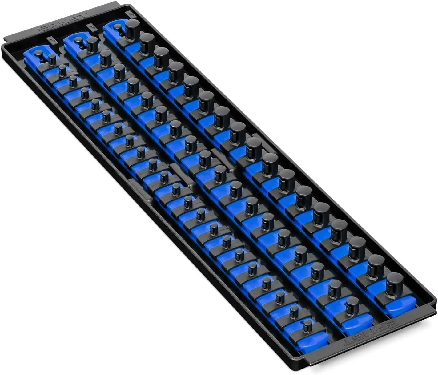 Ernst Socket Boss, Premium 3-Rail Multi-Drive Socket Organizer, Blue (8451A), 19-Inch