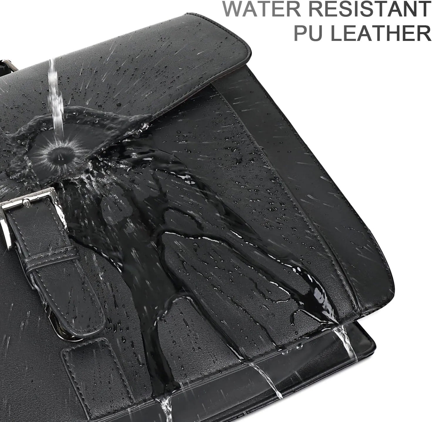 ESTARER Men's Leather Briefcase for Travel/Office/Business 15.6 Inch Laptop Messenger Bag, Black