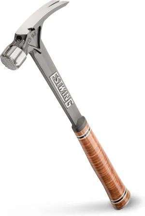 ESTWING Ultra Series Hammer - 15 oz Rip Claw Framing Hammer with Milled Face & Genuine Leather Grip - E15SM