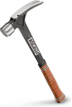 ESTWING Ultra Series Hammer - 19 oz Rip Claw Framing Hammer with Milled Face & Genuine Leather Grip - E19SM