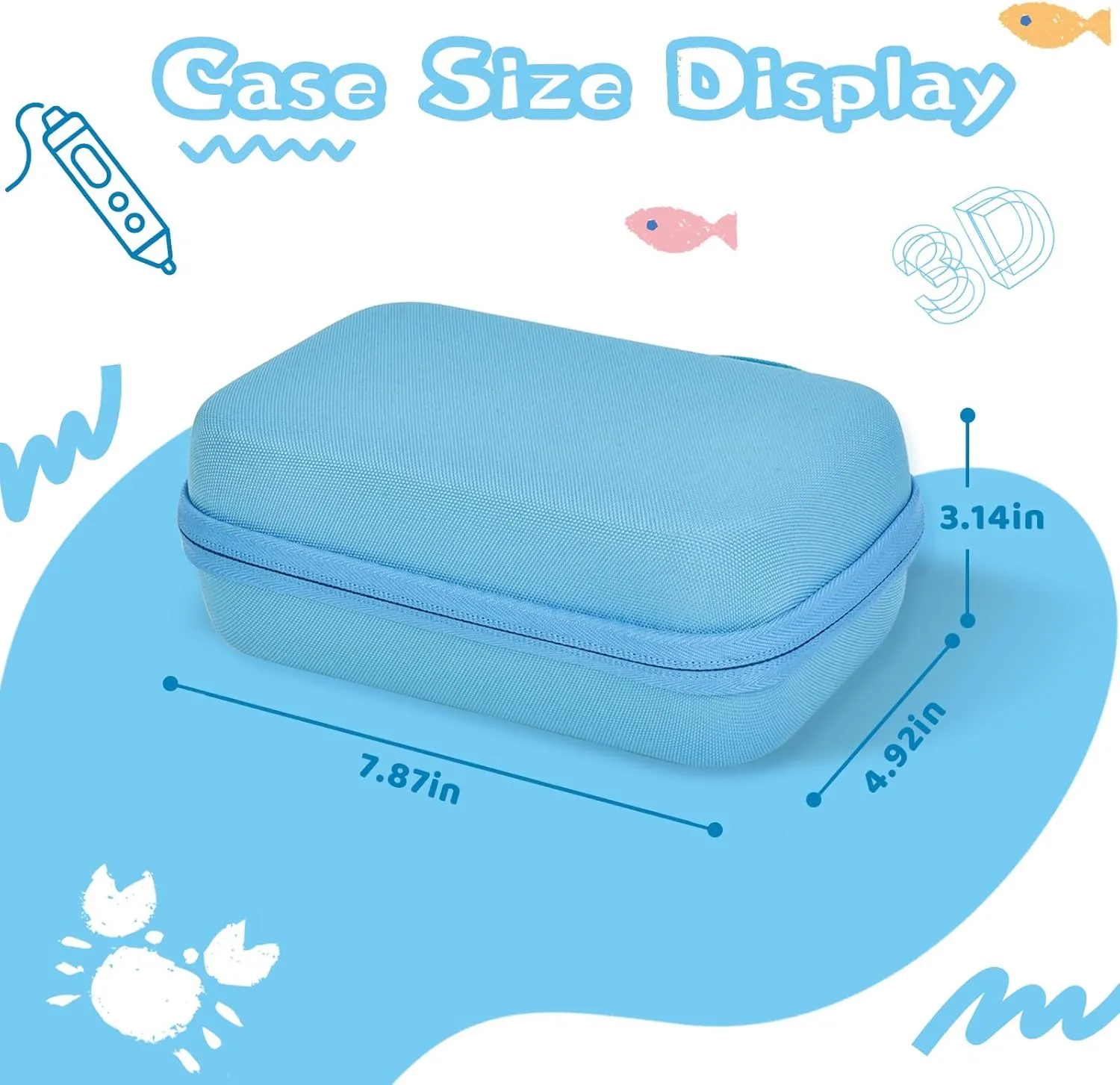 EVA Storage Case Compatible with MYNT3D Super 3D Pen Set, Portable Travel Bag for 3D Printing Pen, Refills and Cables (Blue)