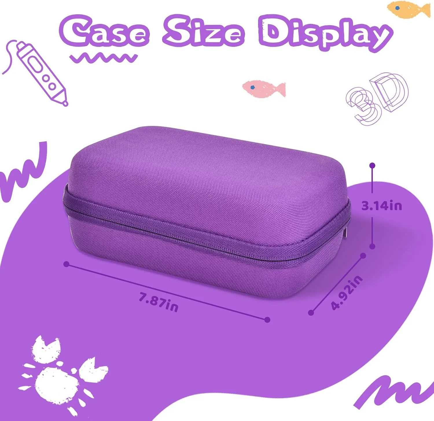 EVA Storage Case Compatible with MYNT3D Super 3D Pen Set, Portable Travel Bag for 3D Printing Pen, Refills and Cables (Purple)