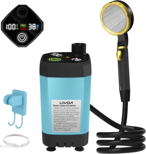EVTSCAN Portable Camping Shower Pump RV Outdoor Shower KIT with Full Screen Display Adjustable for Backyard