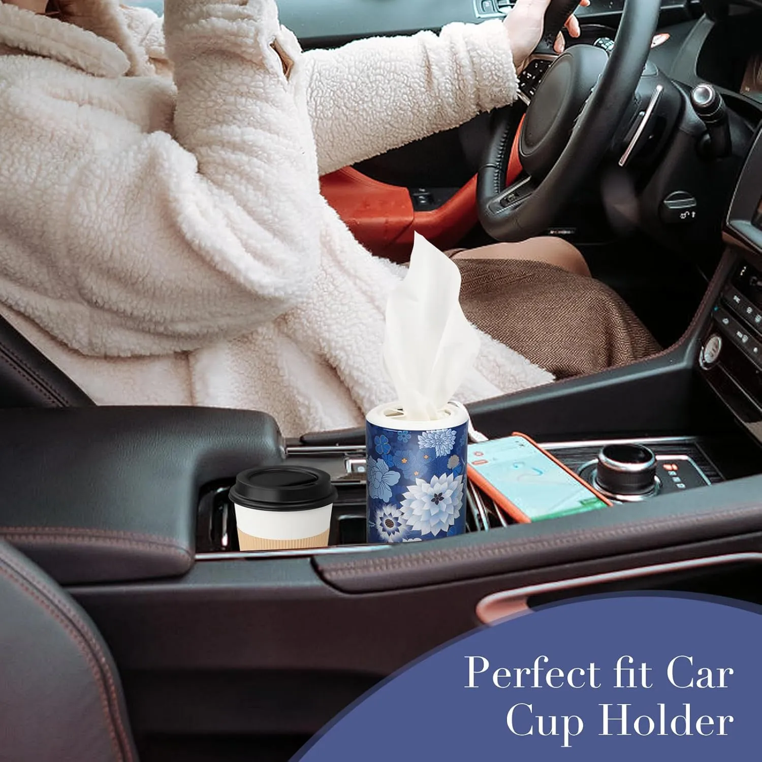 Facial Tissues with Cap - 4 PK Car Tissues Cylinder,Car Tissue Holder with Facial Tissues Bulk,round tissue boxes for car,Travel Tissues for Car Cup Holder,round tube tissues