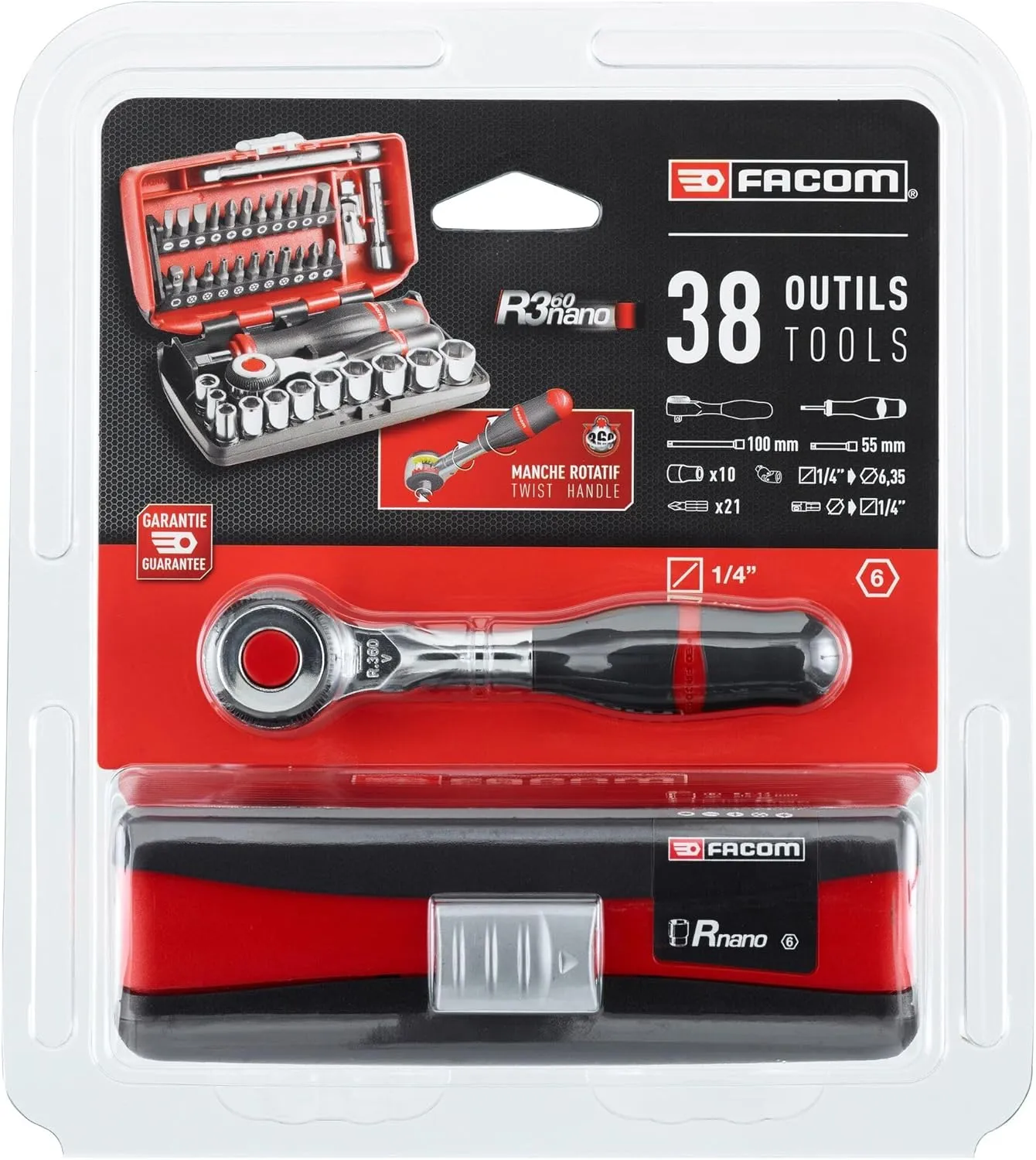 Facom R.360NANOPB Socket Set, 1/4" Drive, 38 Pieces