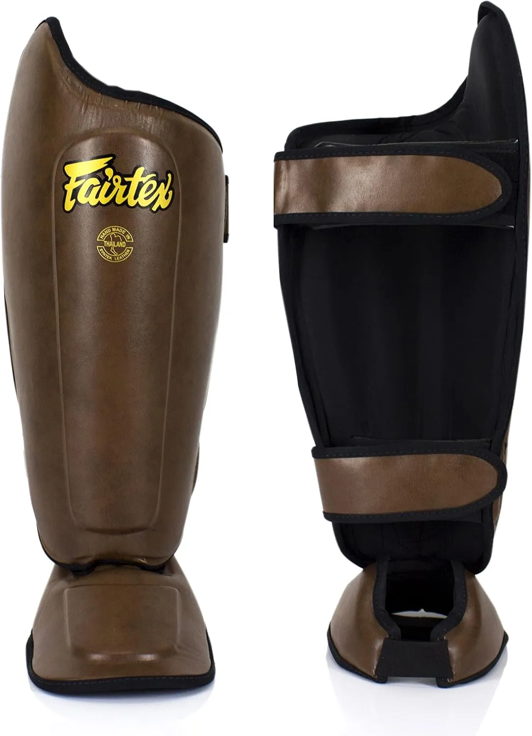 Fairtex SP8 Muay Thai Shin Guards for Men, Women, Kids | Shin Guards Made with Syntek Leather & are Premium, Lightweight & Durable | Expanded Side Protection