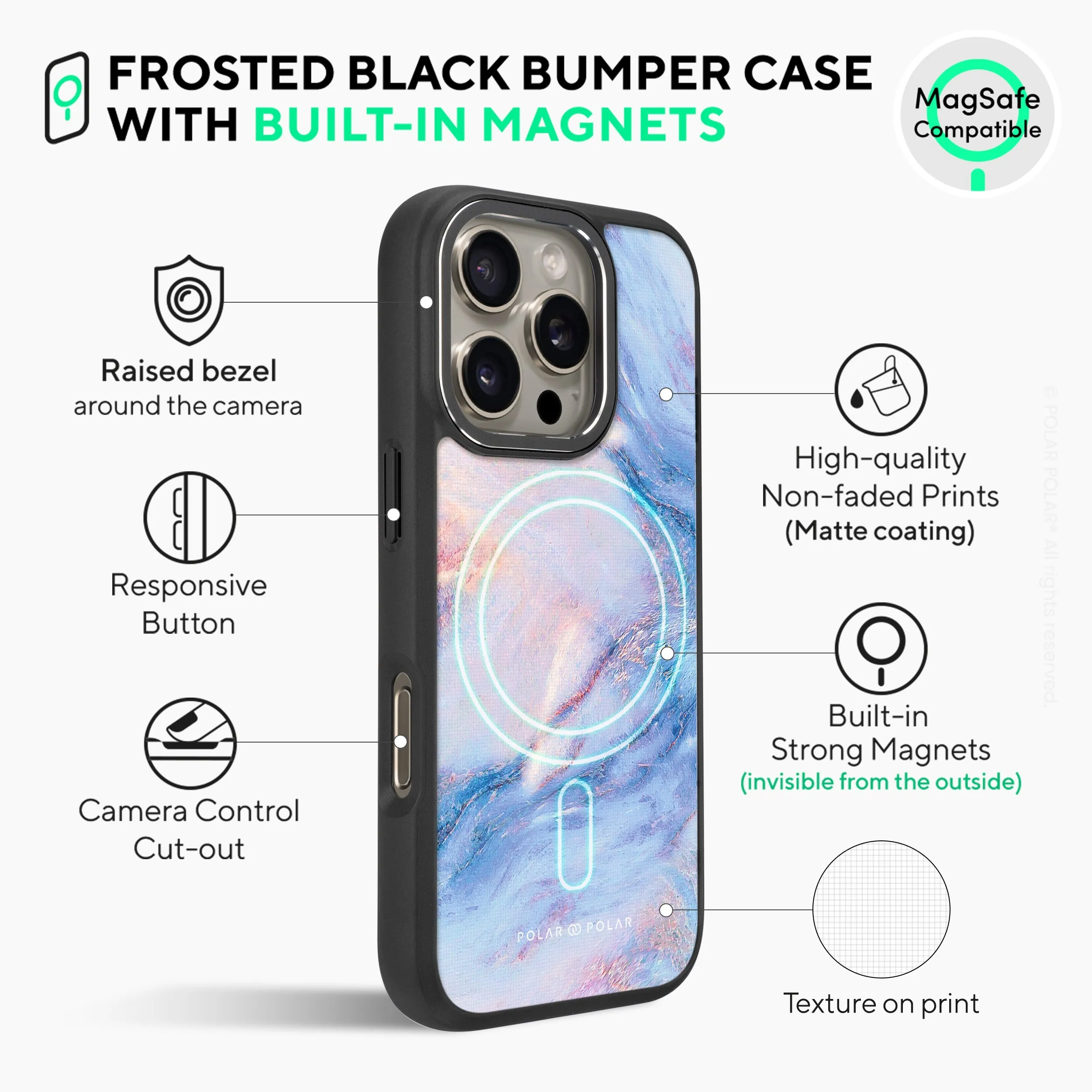 Fairy - iPhone 16 Pro Max Frosted Black Bumper MagSafe Case