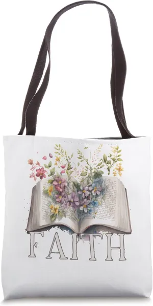Faith Floral Bible Mormon LDS Mormonism Tote Bag