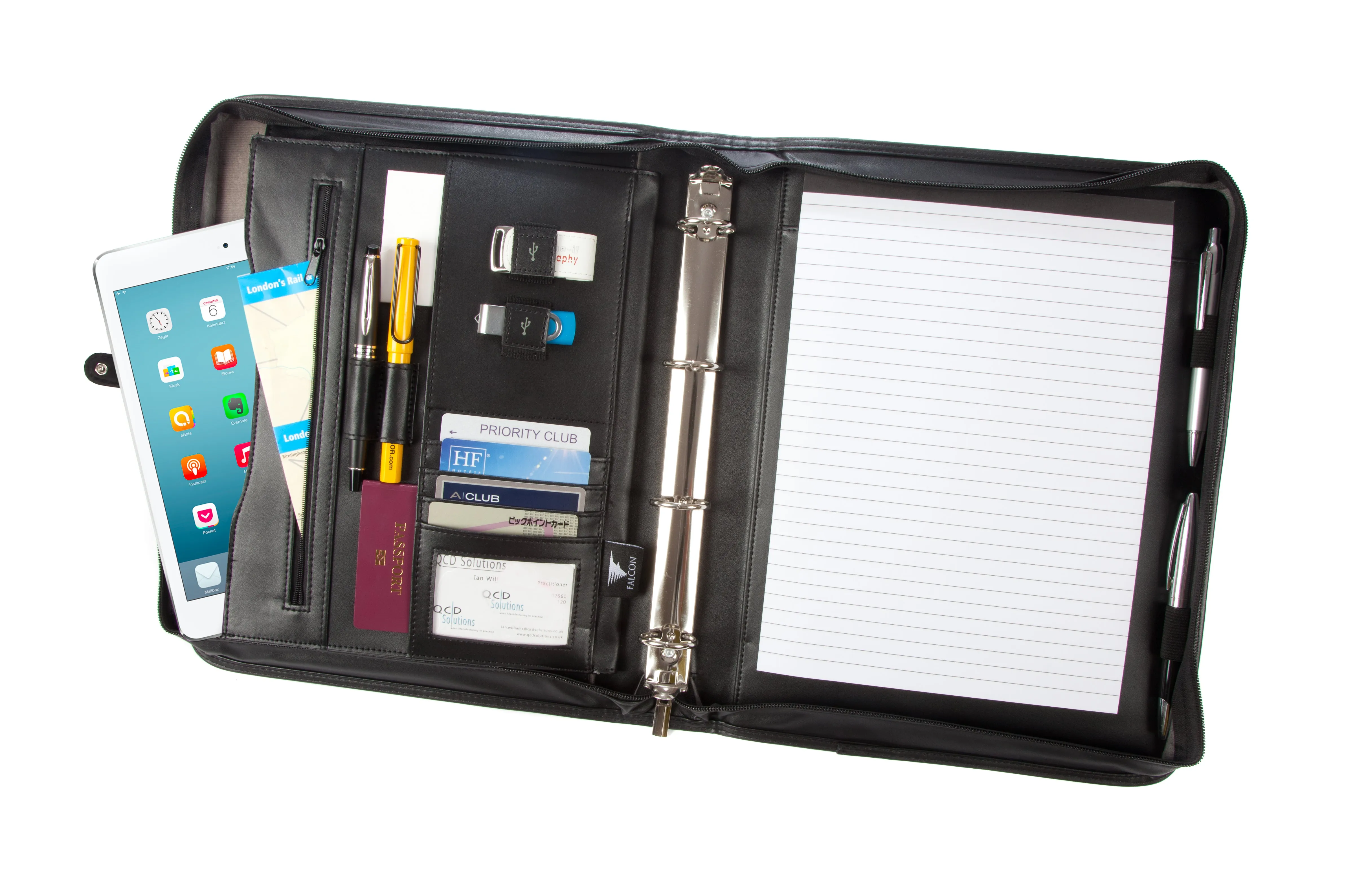 Falcon A4 Tablet Zip Close 4 Ring Binder Conference Folder