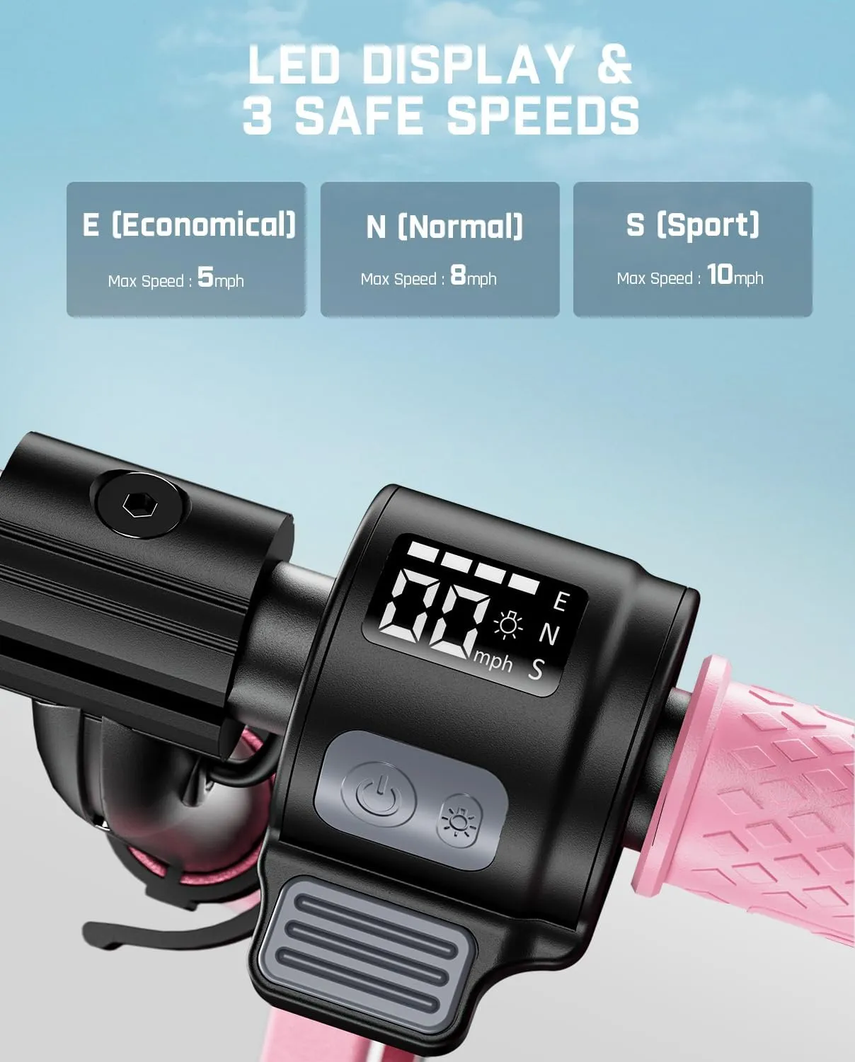 FanttikRide C9 Pro Electric Scooter for Kids 8-12, Adjustable Handlebar Height for Riders 3.9-5.2 ft, 132 lbs, Up to 40 min Continuous Time, 5 Miles Range, 3 Speed Mode 5/8/10 MPH