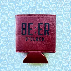 Faux Leather Beverage Holders - Beer O'Clock