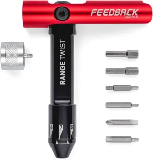 Feedback Sports | Range Twist Torque Wrench (2-8Nm) | Includes 10 Fastener Sizes in 6 S2 Steel Bits | for Bicycle Maintenance and Repair