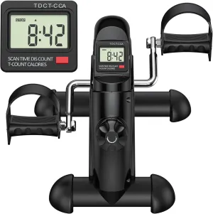 FEIERDUN Mini Exercise Bike, Under Desk Bike Pedal Exerciser for Arm/Leg Exercise, Adjustable Magnetic Resistance Desk Cycle with LCD Screen Display for Home/Office Workout