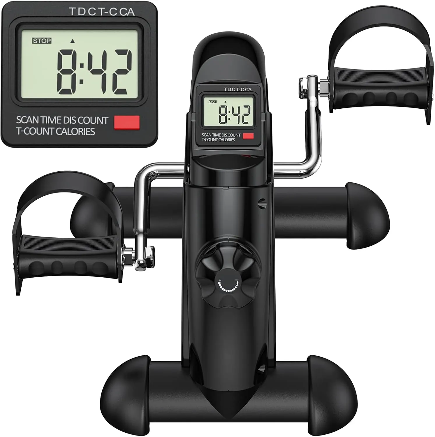 FEIERDUN Mini Exercise Bike, Under Desk Bike Pedal Exerciser for Arm/Leg Exercise, Adjustable Magnetic Resistance Desk Cycle with LCD Screen Display for Home/Office Workout
