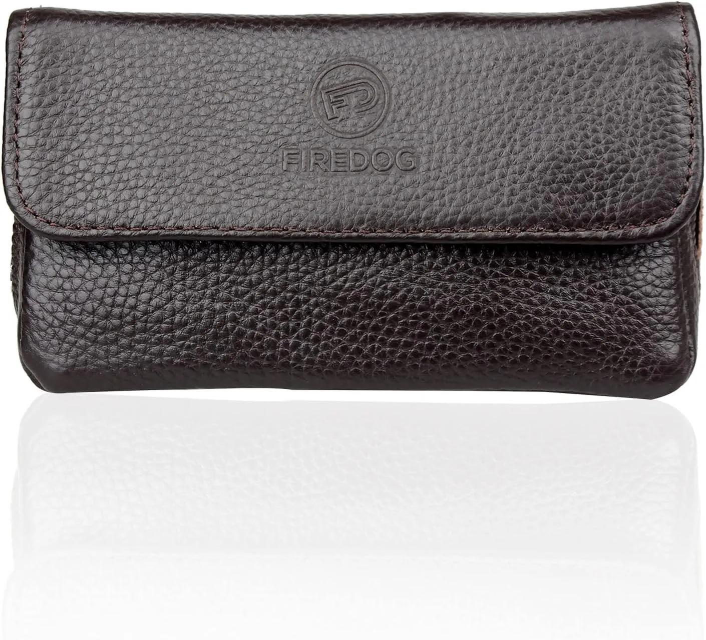 FIREDOG Genuine Leather Smoking Tobacco Pipe Pouch Case Bag for 2 Pipes Tamper Filter Tool Cleaner Preserve Freshness (Brown)