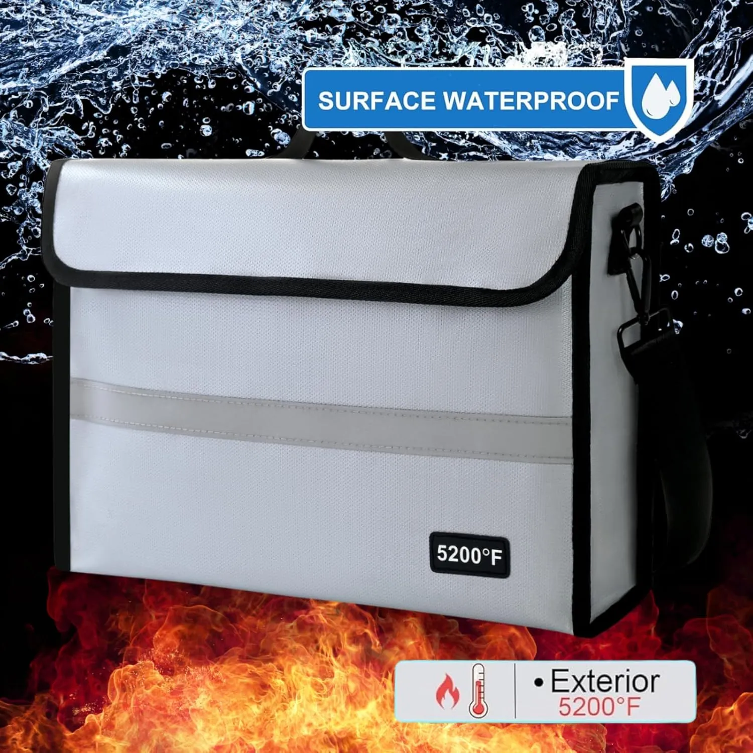 Fireproof Document Organizer - Waterproof & Fireproof Document Box for Home, Office & Travel (White-01)