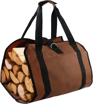 Firewood Carrier Log Bag Waxed Canvas Log Tote Bag for Indoor Fireplace Log Holders with Handle Large Fire Wood Carriers for Outdoor Fire Pit Fireplace Wood Stove Accessories Log Bag