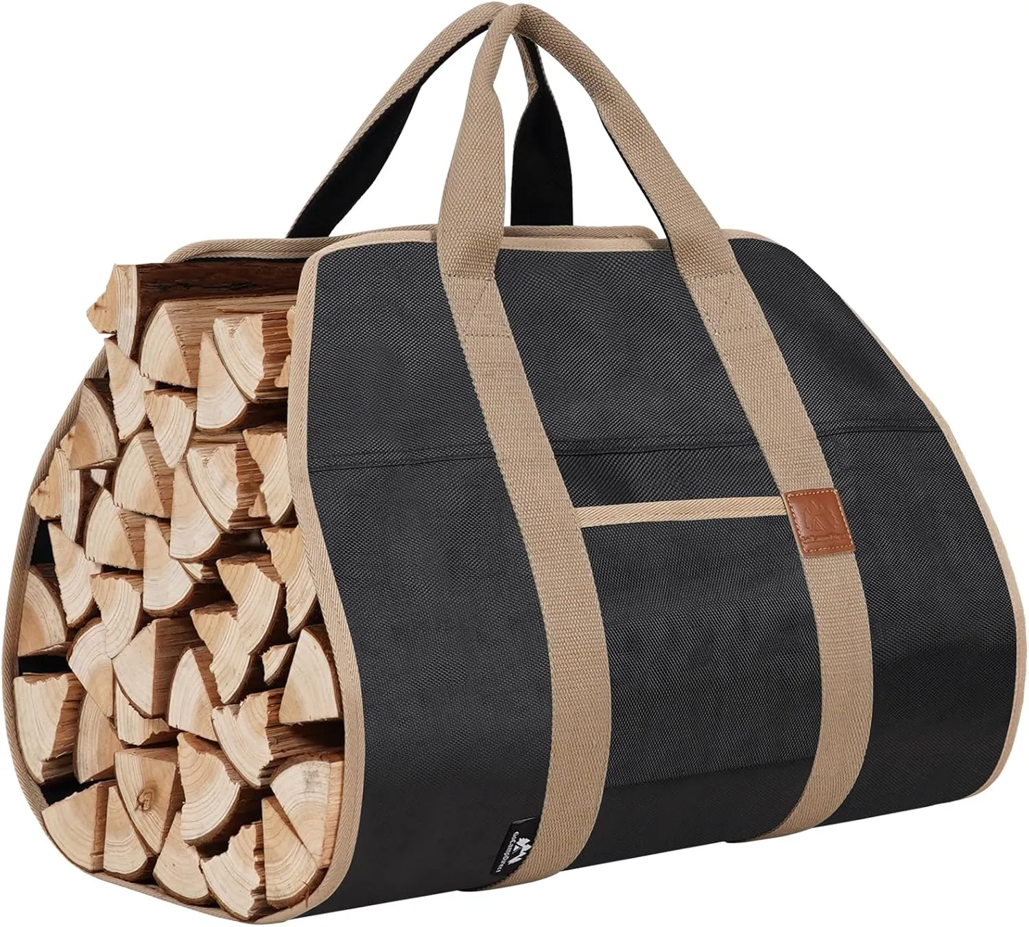 Firewood Carriers with Handles - 39×18Inch Log Carrier | PVC Package Firewood Bag Carrier | Water Resistant Firewood Tote Wood Carrying Bag for Camping Indoor - Black