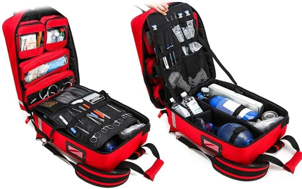 First Aid Backpack, Camping First Aid Kit Trolley an All Purpose First Aid Kit for Emergencies at Home, Car, Workplace, Hiking, Or Survival(Red,Trolley)