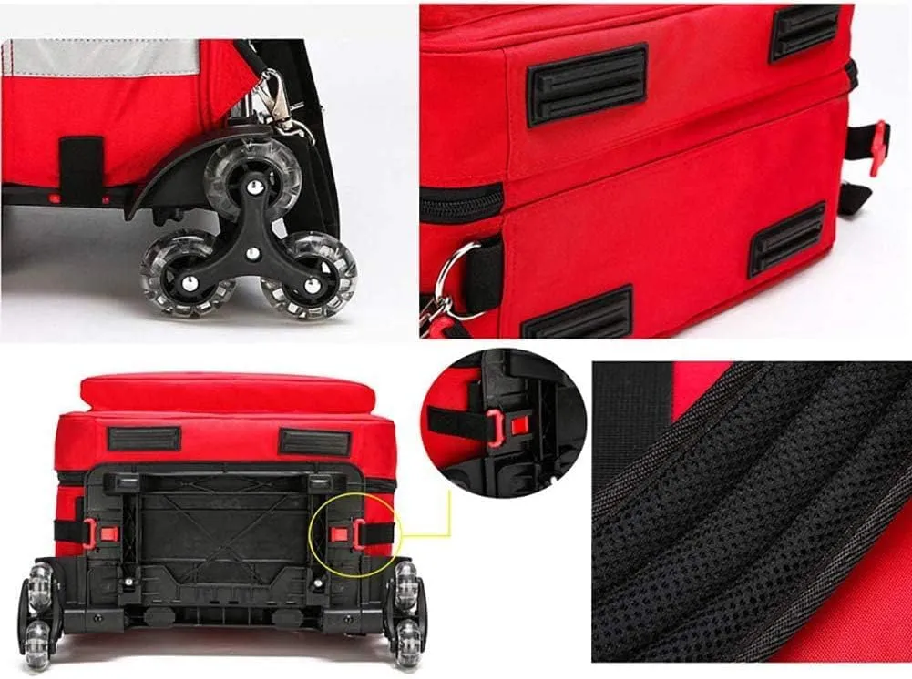 First Aid Backpack, Camping First Aid Kit Trolley an All Purpose First Aid Kit for Emergencies at Home, Car, Workplace, Hiking, Or Survival(Red,Trolley)