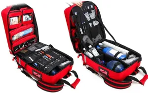 First Aid Backpack, Camping First Aid Kit Trolley an All Purpose First Aid Kit for Emergencies at Home, Car, Workplace, Hiking, Or Survival(Red,Trolley)
