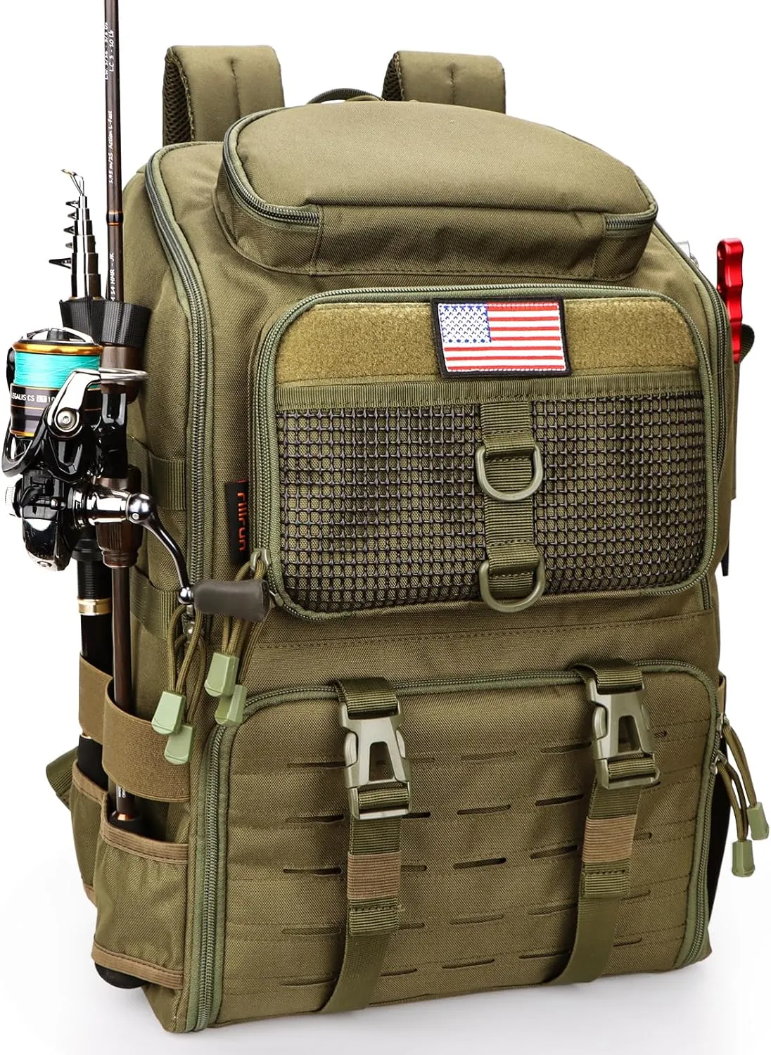 Fishing Backpack with Rod Holders, Ultimate Tackle Box Bakpack for Men, 42L Large Tackle Bag Store Fishing Gear