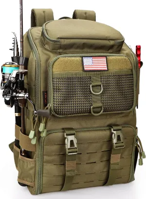 Fishing Backpack with Rod Holders, Ultimate Tackle Box Bakpack for Men, 42L Large Tackle Bag Store Fishing Gear