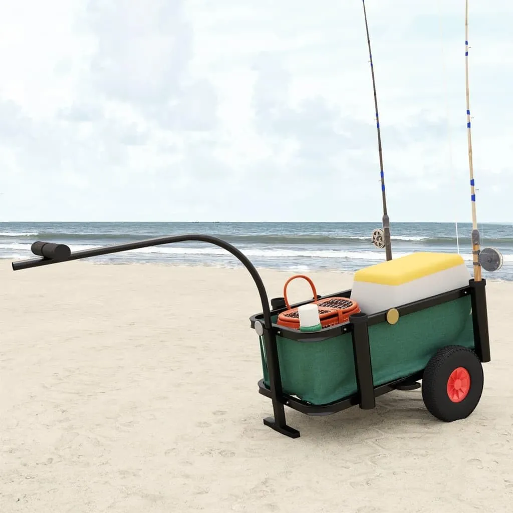 Fishing Trolley with Bag Black Steel,Fishing and Camping Trolley Sturdy, Portable, and Organized Storage Islands and Carts