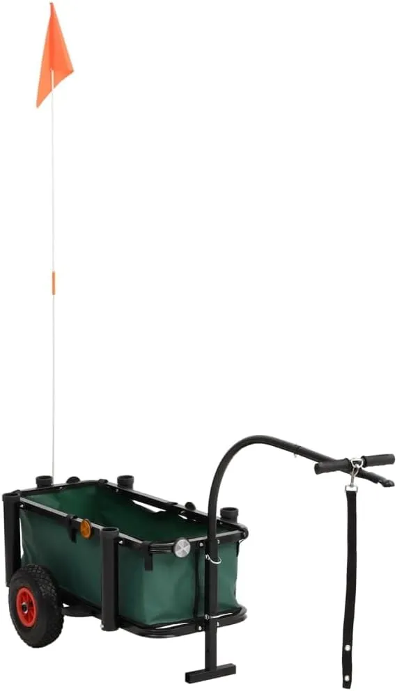 Fishing Trolley with Bag Black Steel,Fishing and Camping Trolley Sturdy, Portable, and Organized Storage Islands and Carts